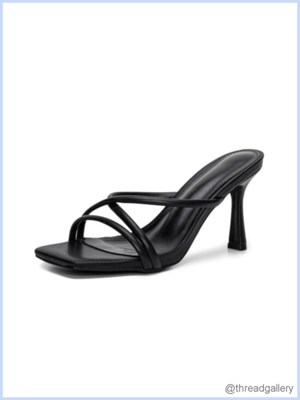 Crisscross Strappy Stiletto Heeled Mule Sandals Square Open Toe Faux Leather